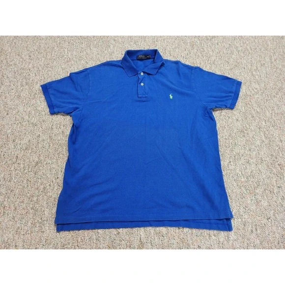 Ralph Lauren Polo Shirt Mens XL Blue Short Sleeve Cotton Pullover Rugby‎ Pony