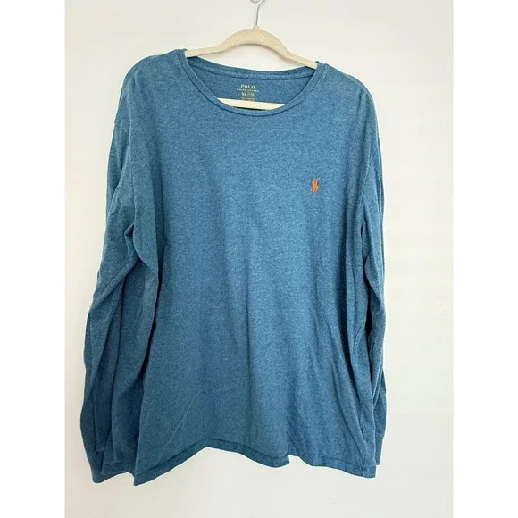 Polo Ralph Lauren Men's Long Sleeve Crewneck T-Shirt  Blue XXL 100% Cotton