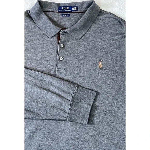 Polo Ralph Lauren Polo Shirt Mens XXL Gray Rugby Classic Fit Pony Long Sleeve