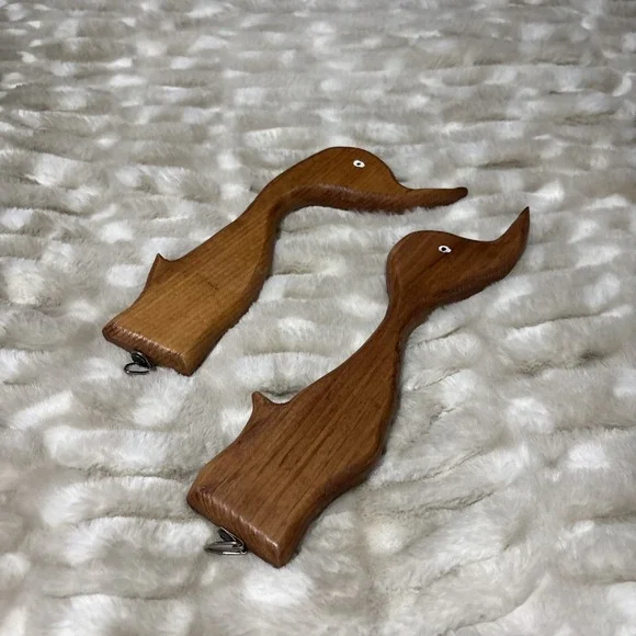Set Of 2 Vintage Wooden Ducks Handmade Wall Decor Cottagecore Country Cottage