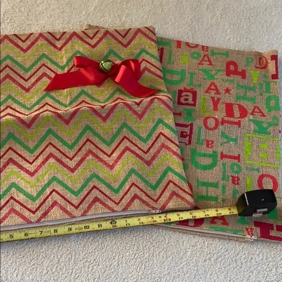 NewTwo burlap Christmas pillow covers 18x18 zipper