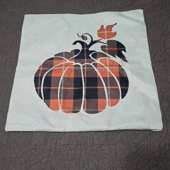 Fall Throw Pillow Cover Fall Decoration Autumn Rust Pumpkin Plaid