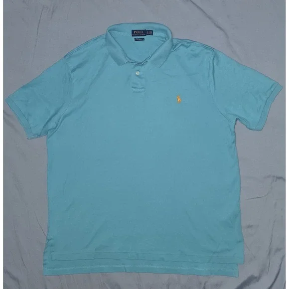 Polo Ralph Lauren Polo Shirt Mens XL Teal‎ Short Sleeve Gold Pony Logo