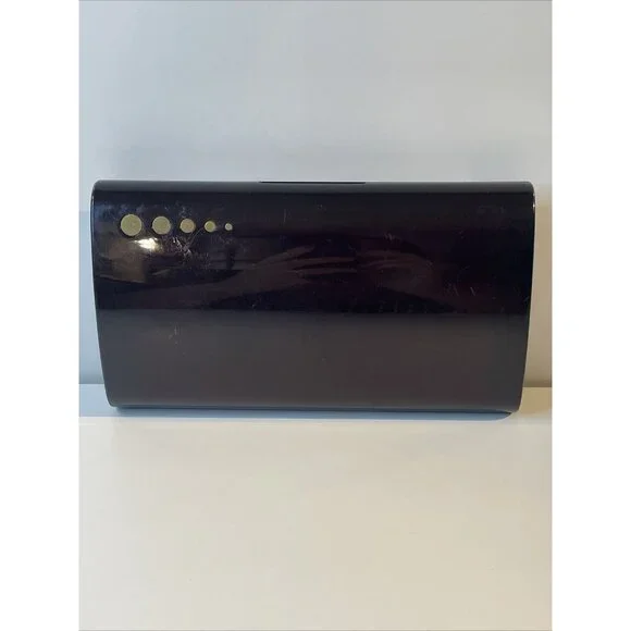 Vintage Plastic Clutch Purse Hand‎ Bag Made In Hong Kong Brown Gold Tone  EL5