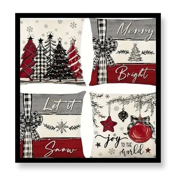 4pcs Red Christmas Pillow Covers