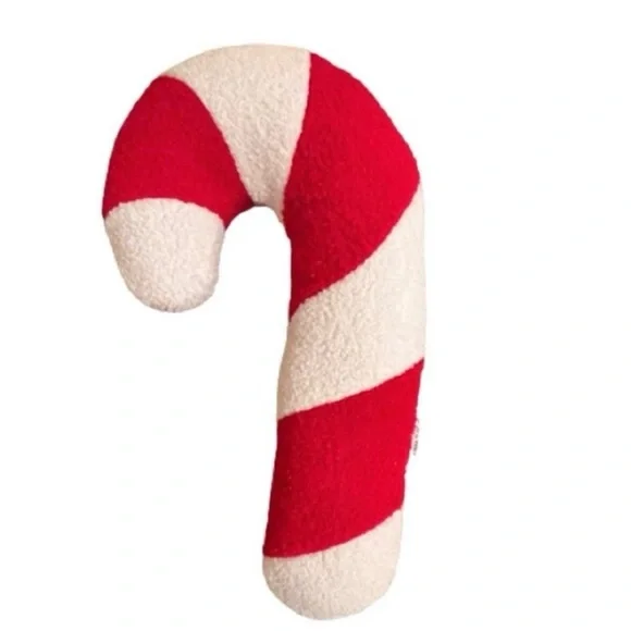 NWT-Sherpa Candy Cane Holiday Plush Pillow