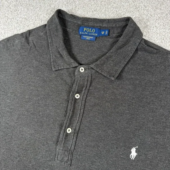 Polo Ralph Lauren Polo Shirt Mens 3XB Gray Featherweight Mesh Short Sleeve Pony