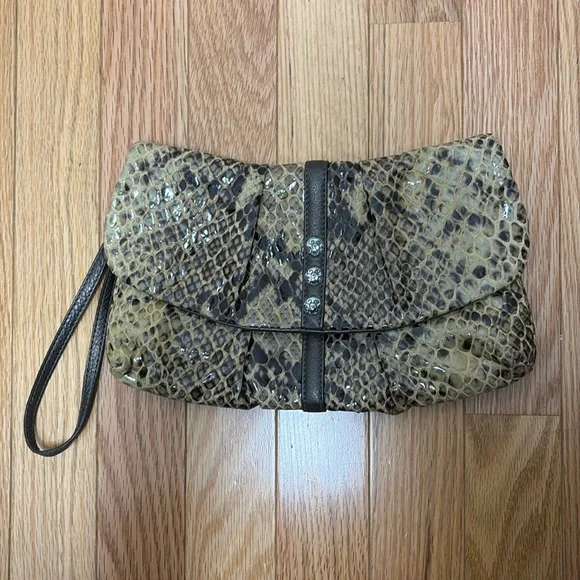 Brighton Embossed‎ Leather Wristlet Evening Bag
