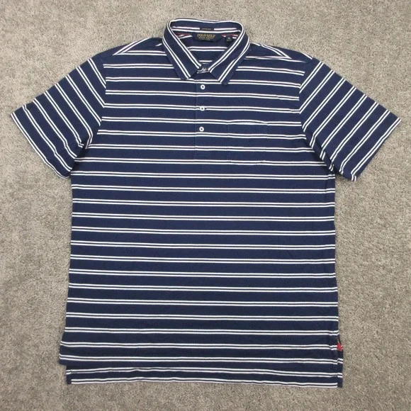 Polo Ralph Lauren Polo Shirt Mens XL Blue Striped Vintage Lisle Pima Cotton Golf