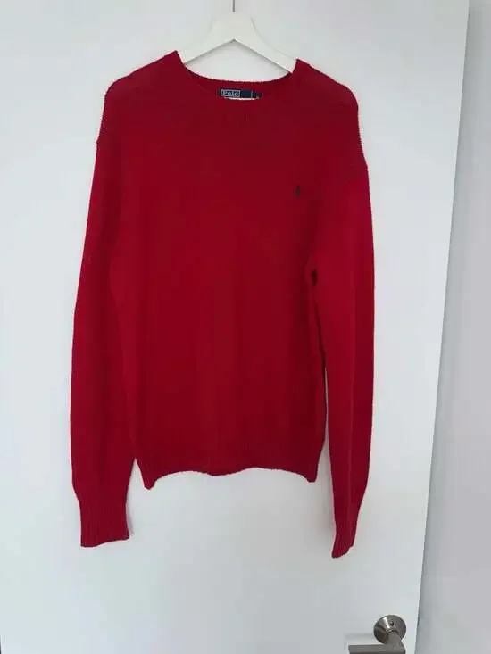 Polo by Ralph Lauren 100% Cotton Red Crewneck Sweater Size M