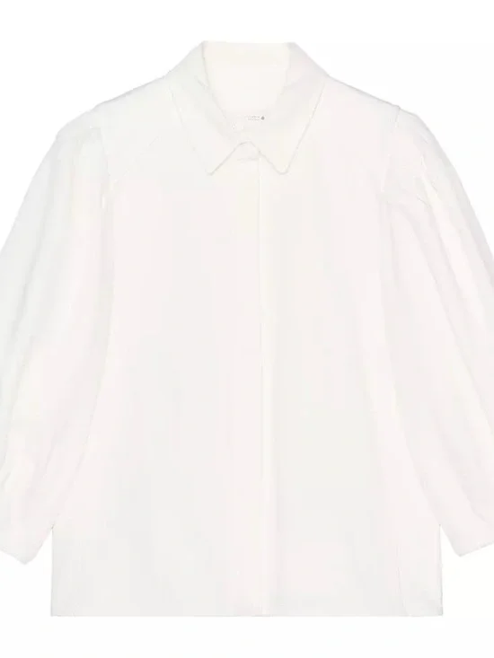 Zara ZW Collection Cream Denim Blouse, Size Medium