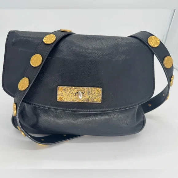 Christian Louboutin Black Leather Crossbody Bag | Red Lining | Gold Hardware