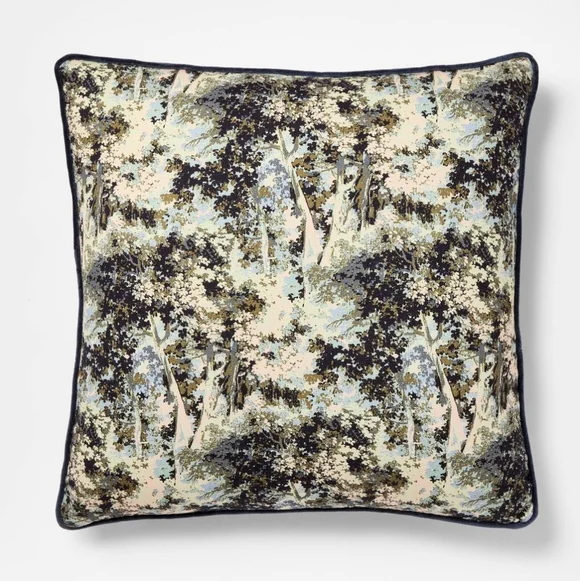 Studio McGee Threshold Abstract Tree Printed Throw Pillow Gusset Navy 24