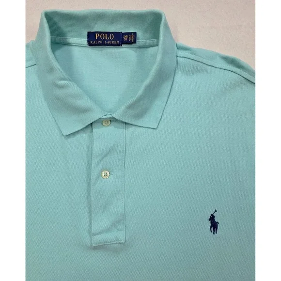 Polo Ralph Lauren Polo Shirt Mens 2XB Big Blue Green Pique Blue Pony LIMITED USE