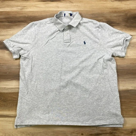 Polo Ralph Lauren Polo Shirt Men XL Classic Cotton Pique Gray Minimalist Casual