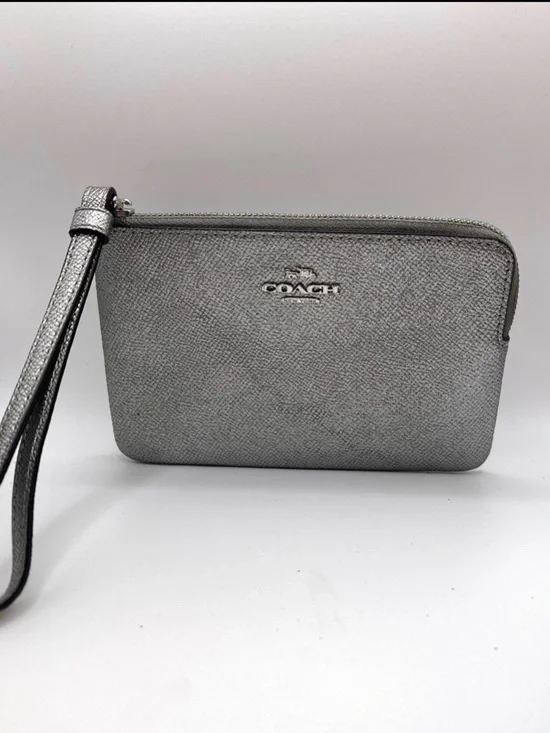 Coach Metallic Silver Wristlet