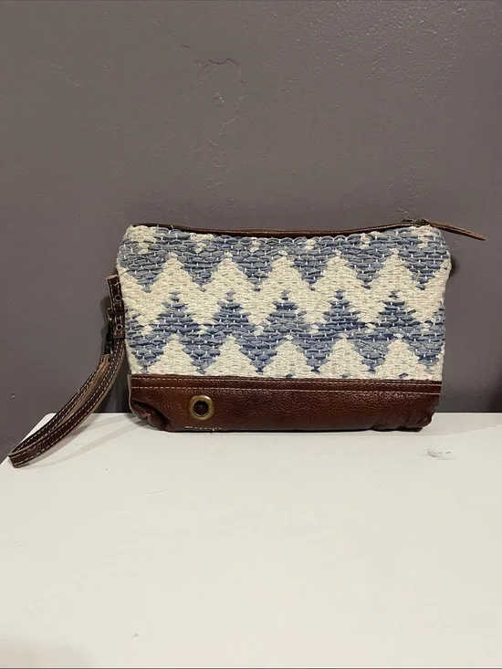 Myra Bag Woven Chevron Wristlet Clutch