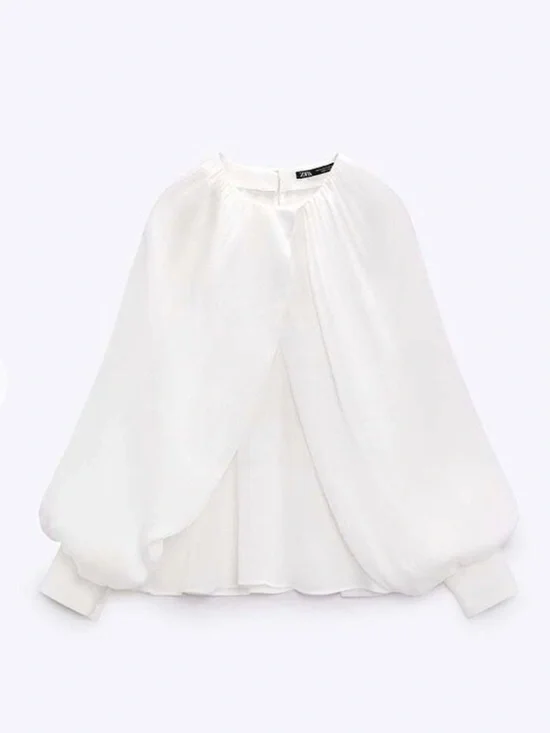 Zara Satin Puff Sleeve Blouse