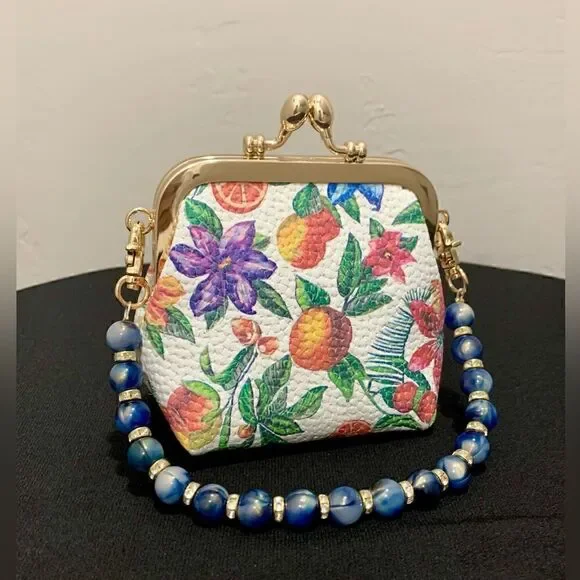 Handmade Genuine Leather Floral Embossed Wristlet/Coin Pouch/Crossbody