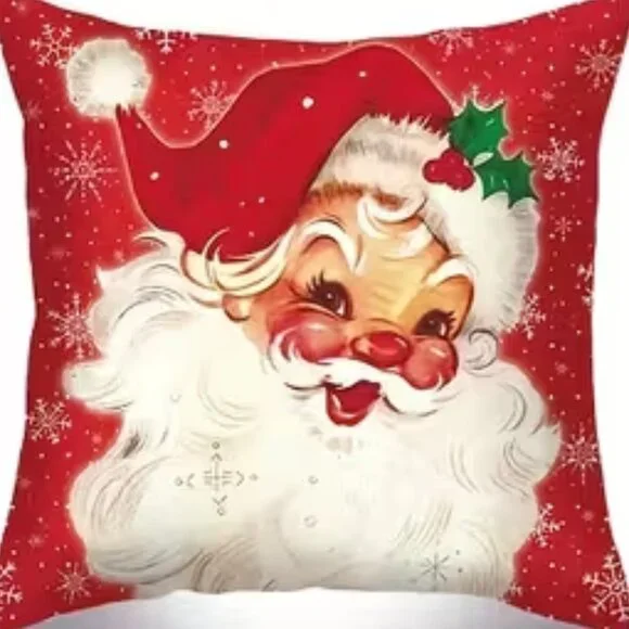 Christmas Santa Smiling Christmas Pillow Cover 18X18 NEW