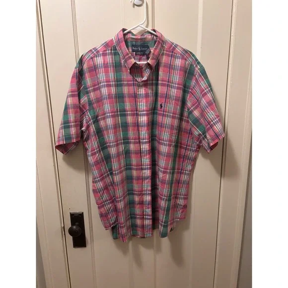 Polo Ralph Lauren Button Down Shirt Pastel Plaid 2XL XXL Embroidered Pony