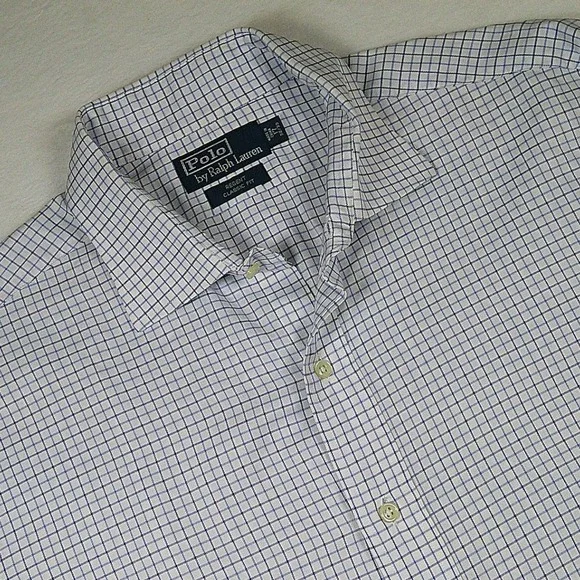Polo Ralph Lauren Regent Classic Fit Shirt 17 32/33 Blue White Tattersall Check