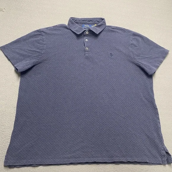 Polo Ralph Lauren Polo Shirt Mens‎ 2XL Blue Polka Dot Custom Slim Fit Pony Logo