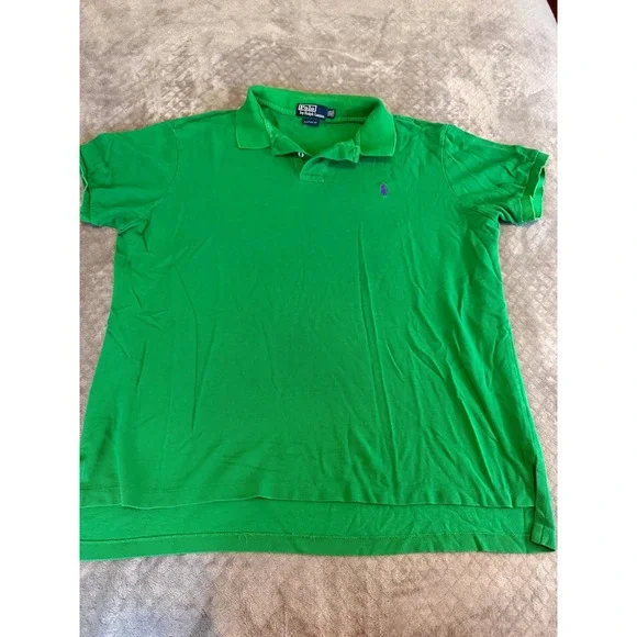 Polo Ralph Lauren Mens XXL Custom Fit Green Purple Pony Pique Polo Shirt