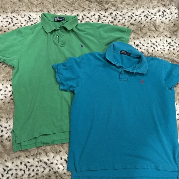 2 POLO RALPH LAUREN SHORT SLEEVE POLO SHIRTS SIZE‎ XL 100% COTTON