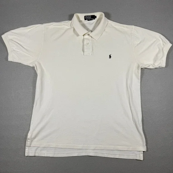 Polo Ralph Lauren Polo Shirt Mens Large White Classic Cotton Business Preppy‎
