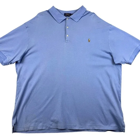 Polo Ralph Lauren Polo Shirt Mens Big‎ 2X Blue Cotton Jersey Pony Logo Casual