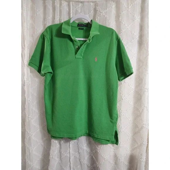 Polo Ralph Lauren Mens Green Classic Fit Short Sleeve Pique Polo Shirt Large