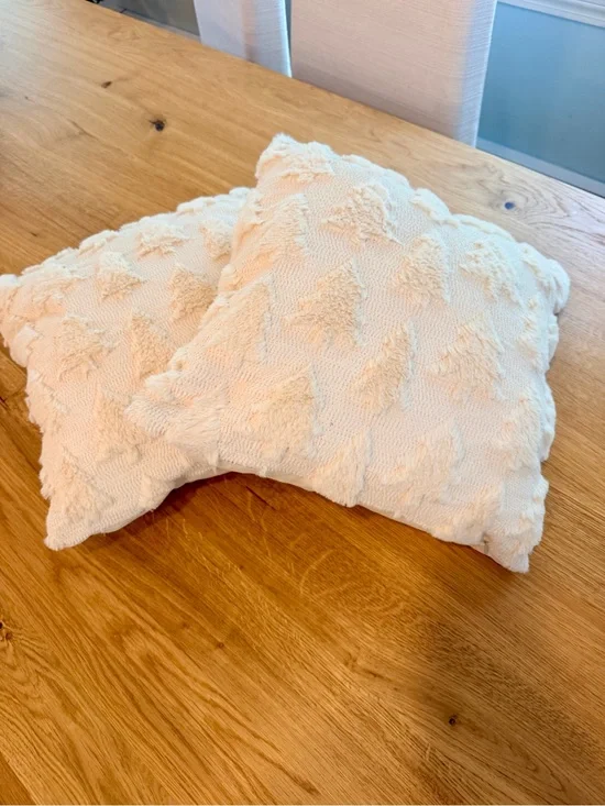 Neutral Cream tree Textured Holiday Throw Pillow - Set of 2 - holiday