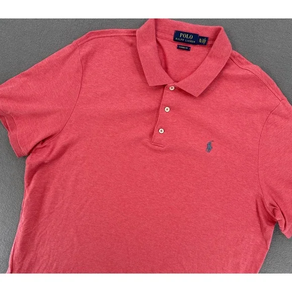 Polo Ralph Lauren Mens Slim Fit Polo Shirt Red Pink XL Short Sleeve NWOT