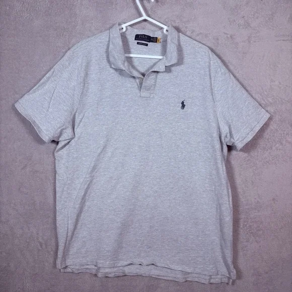 Polo Ralph Lauren Polo Mens XXL Gray Custom Slim Fit‎ Short Sleeve Pique Shirt