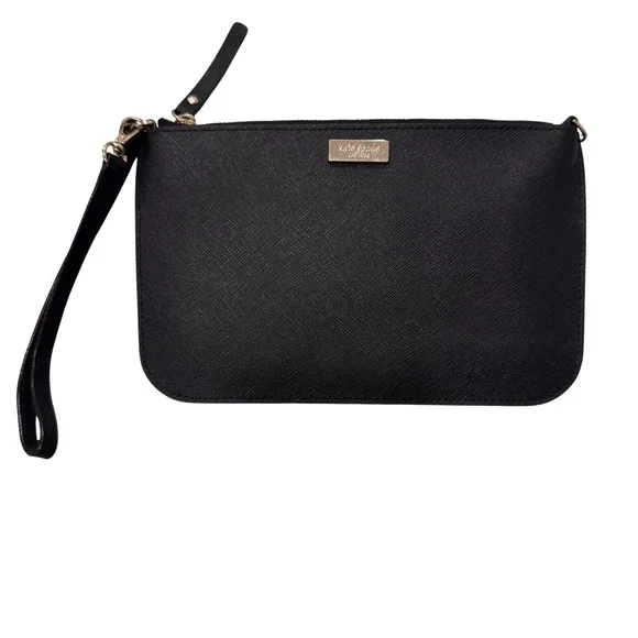Kate Spade New York Black‎ Saffiano Leather Wristlet Pouch Clutch 8x5