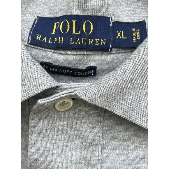 Polo Ralph Lauren Polo Shirt Men’s XL Gray Pima Cotton Soft Touch Pony Logo