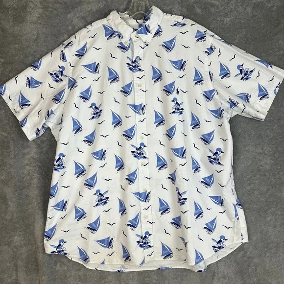 Polo Ralph Lauren Oxford Shirt Mens 2XB Cotton Sailboat Nautical Bear Preppy