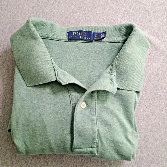Polo Ralph Lauren Polo Mens LT Heather Green Short Sleeve Shirt White Pony