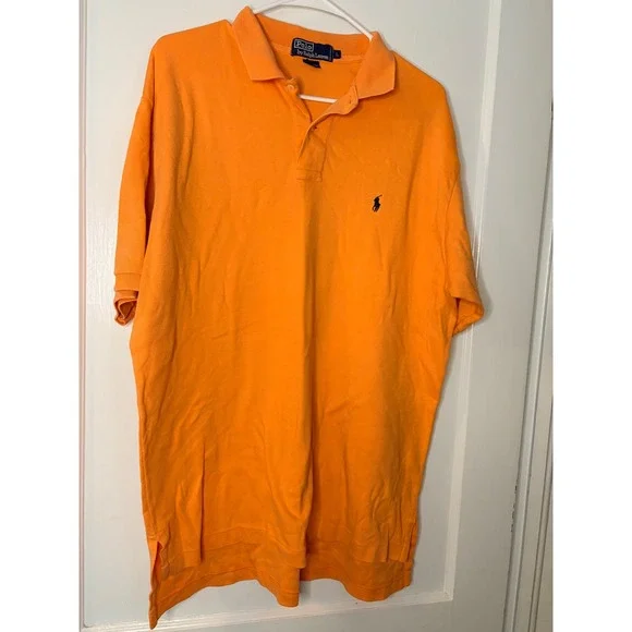 Polo Ralph Lauren Mens Orange Classic Fit Polo Shirt Size L‎ preppy