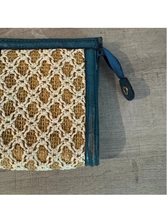Galian New York aqua+ Gold Woven Raffia Clutch Wristlet | NWT / As-Is