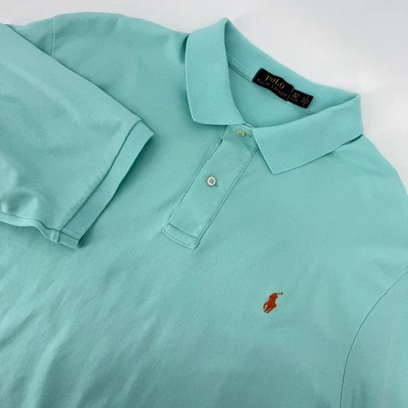 Polo Ralph Lauren Mens XLT Tall Aqua Seafoam Green Short Sleeve Polo Shirt Pony