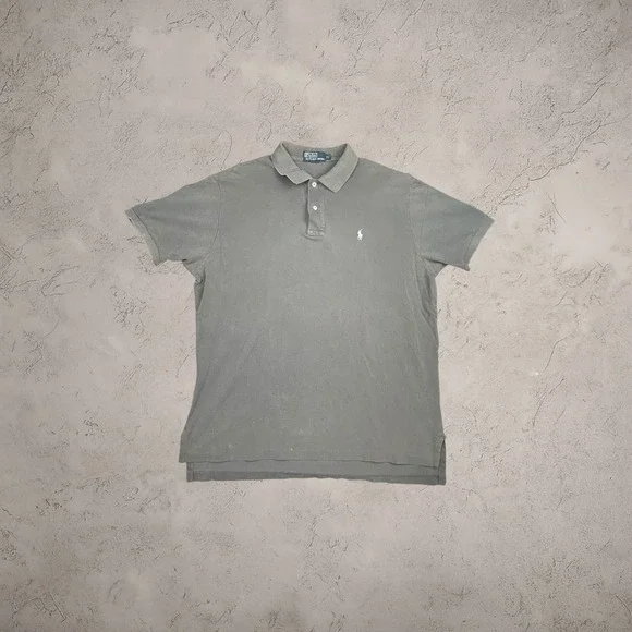 Polo Ralph Lauren Mens XL Grey Vintage Y2K Short Sleeve Pique Polo Shirt 0811