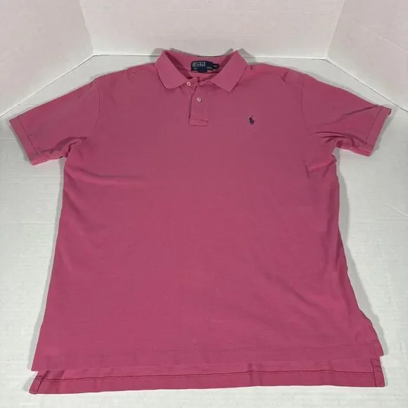 Polo Ralph Lauren Pink Blue Logo Polo Shirt‎ Men's Size XL