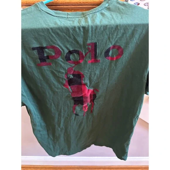 polo ralph lauren medium‎ tee plaid horse