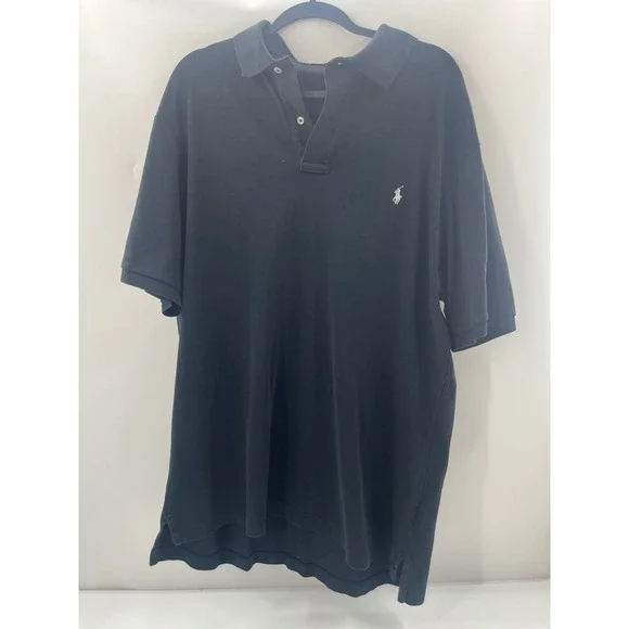 Polo Ralph Lauren Mens Black Short Sleeve Pony Logo Polo Shirt Size Large Tall
