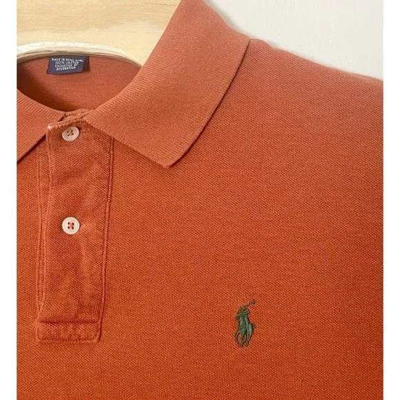 Vintage Polo Ralph Lauren Polo Shirt Men's Large Orange Preppy 90s Academia Fall