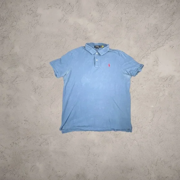 Polo Ralph Lauren Mens Large Blue Classic Fit Short Sleeve Polo Shirt Vintage L
