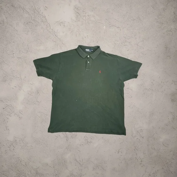 Vintage Polo Ralph Lauren XXL Green Short Sleeve Polo Shirt Y2K Baggy Fit 90s