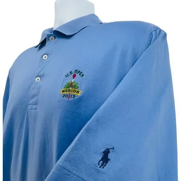 Polo Golf Ralph Lauren Polo Shirt Blue Pima Cotton U.S. Open Merion 2013 L 10222